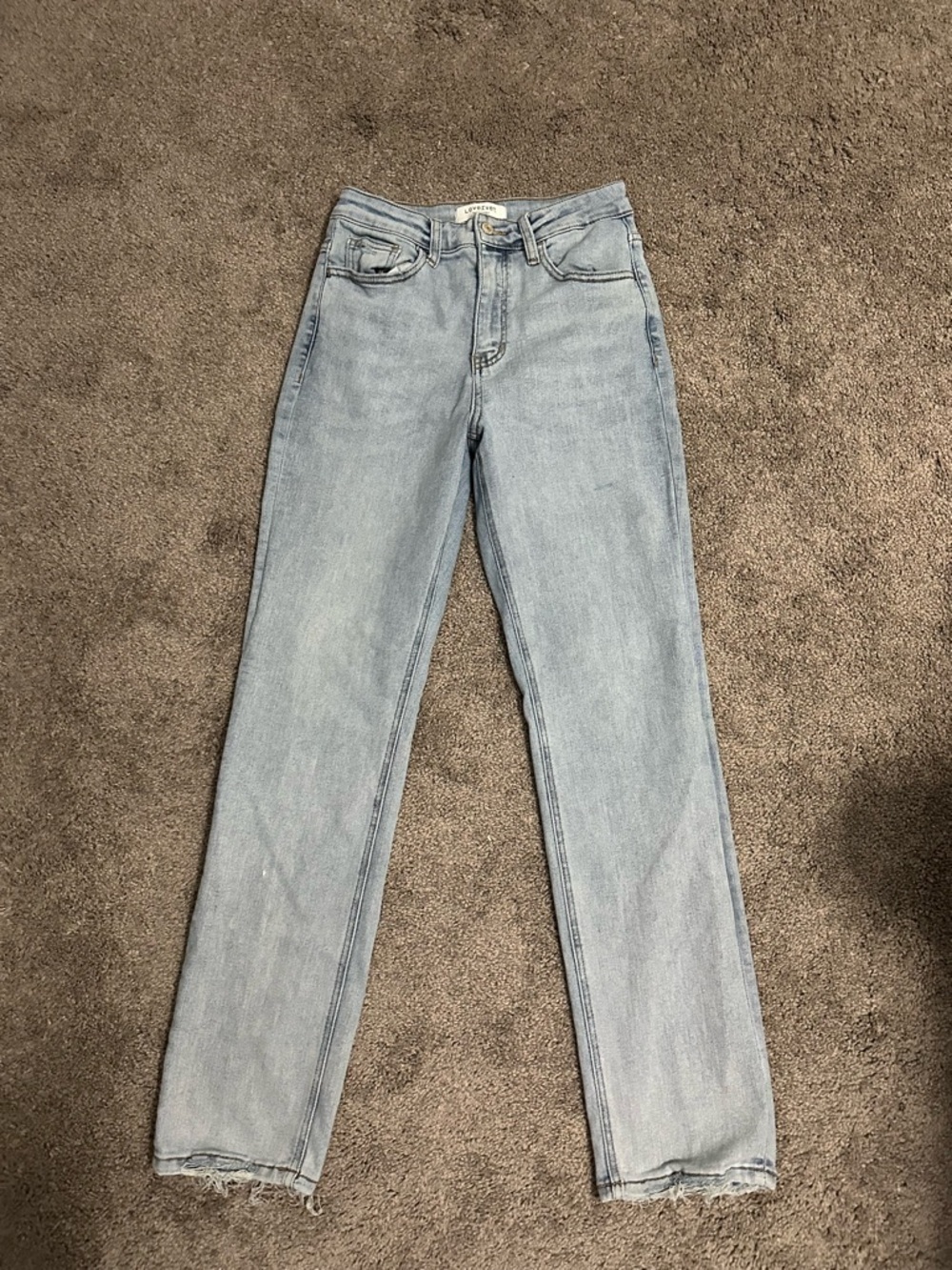 Lovervet Light Wash Straight Leg Jeans Frayed Hem Casual Chic Sz 27 - Picture 2 of 9